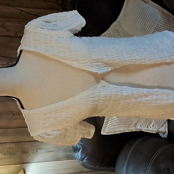 Free People Smocked Open Front Cardigan  Top Size L - Picture 2 of 8